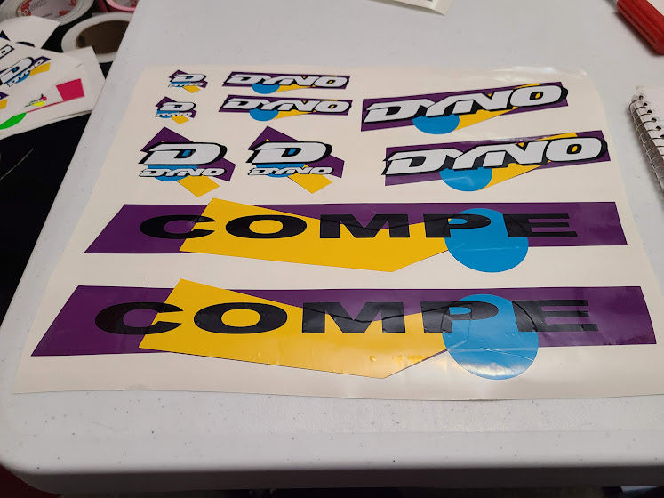 DYNO COMPE DECAL SET 1990 1991 VINTAGE BMX Vellosvinyl