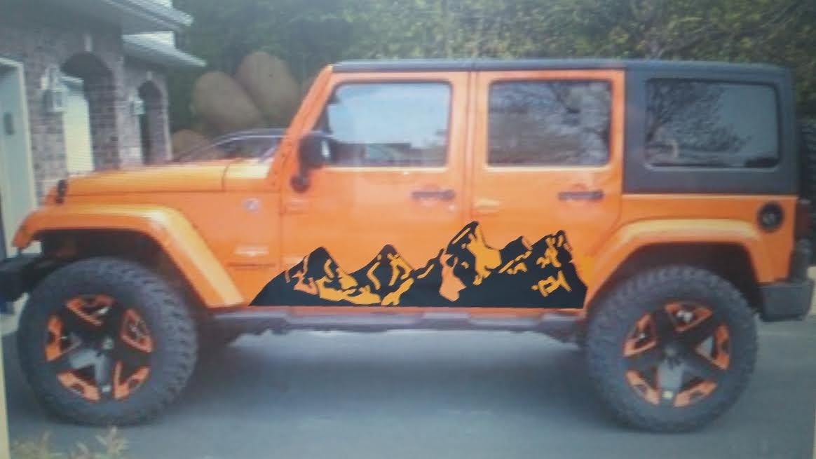 JEEP WRANGLER MOUNTAIN DECALS FULL SIDE SET OF 2 Vellosvinyl