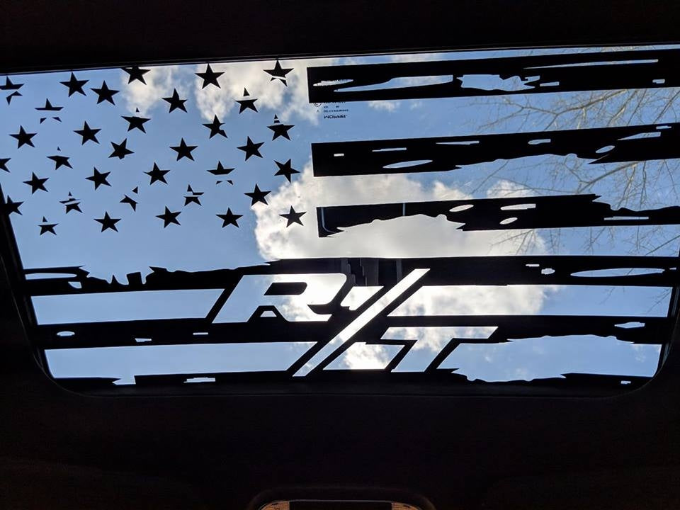 DODGE CHALLENGER R/T 2009-2023 DISTRESSED FLAG SUNROOF DECAL