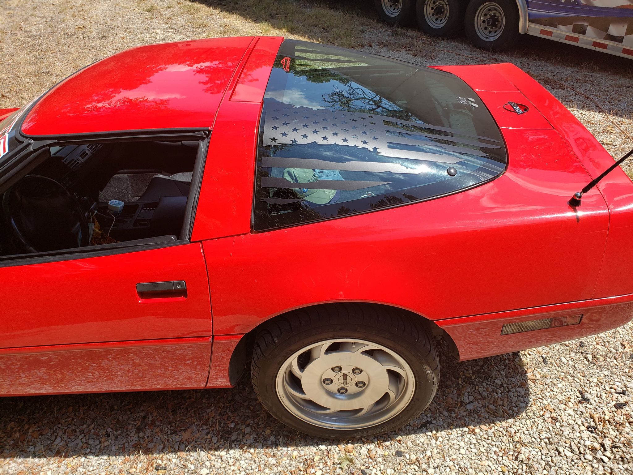 CORVETTE C4 REAR HATCH GLASS AMERICAN FLAG VINYL DECAL SET 84-96 ...