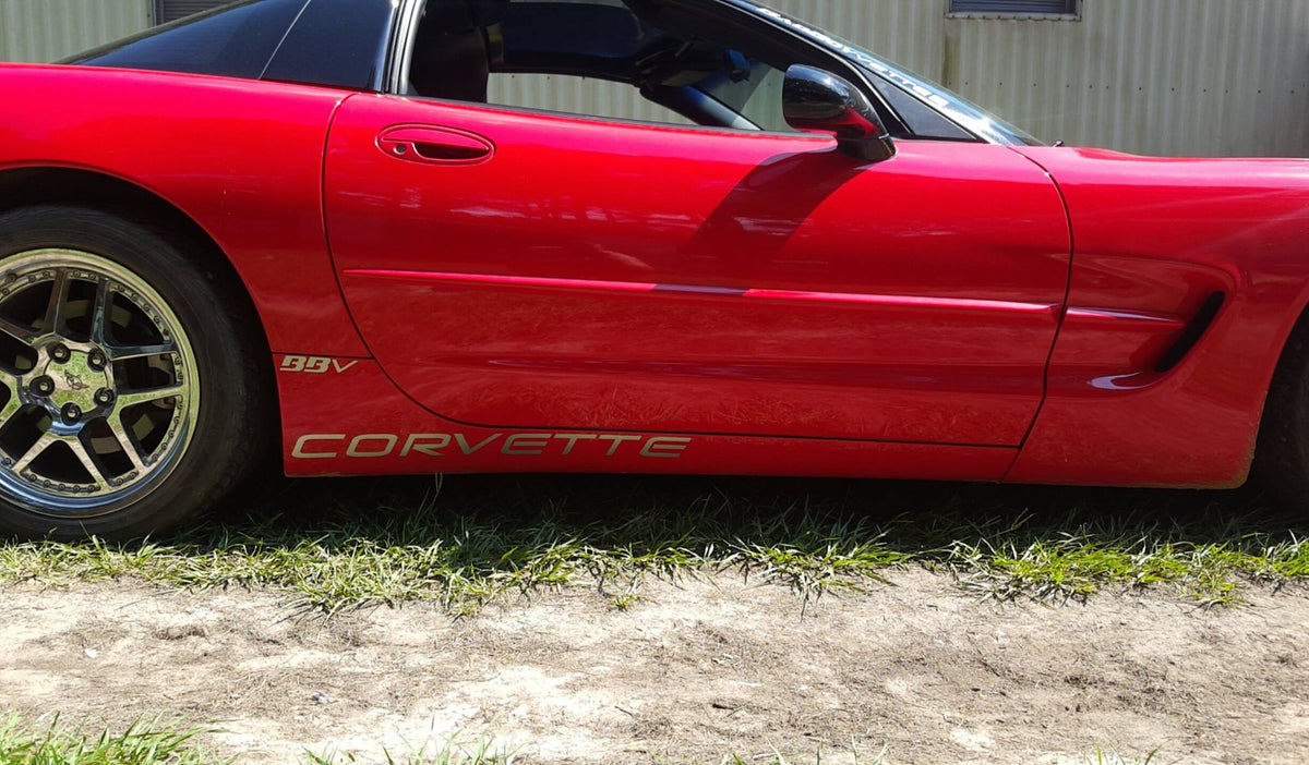 CORVETTE ROCKER PANEL OR DOOR DECAL CHOOSE COLOR SET OF 2 – Vellosvinyl
