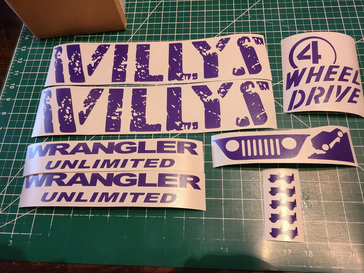 JEEP WILLYS EDITION COMPLETE SET OF DECALS WITH WHEEL LOGOS JKU ...