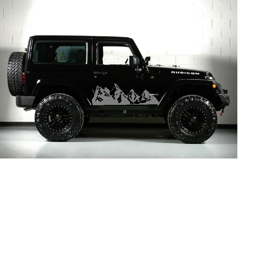 JEEP WRANGLER MOUNTAIN DECALS FULL SIDE SET OF 2 JK TJ LJ YJ CJ ...