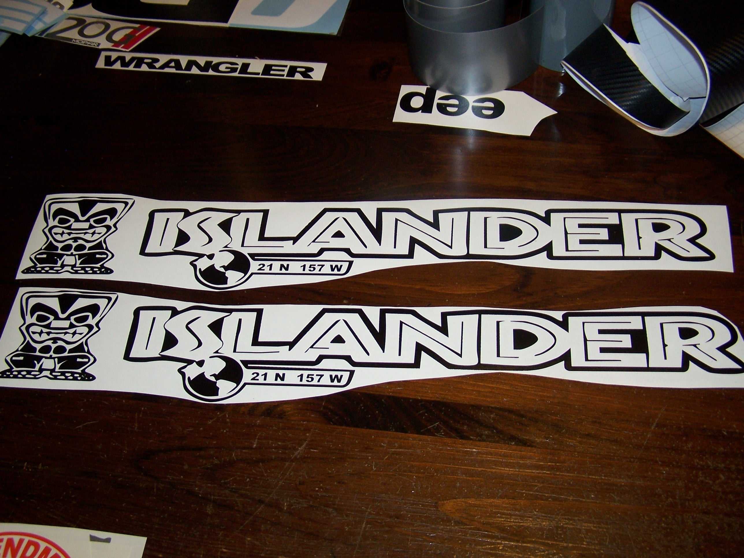 Jeep Islander Lettering JEEP WRANGLER ISLANDER Off Road Hood Decal Set - Custom Color Choices ...