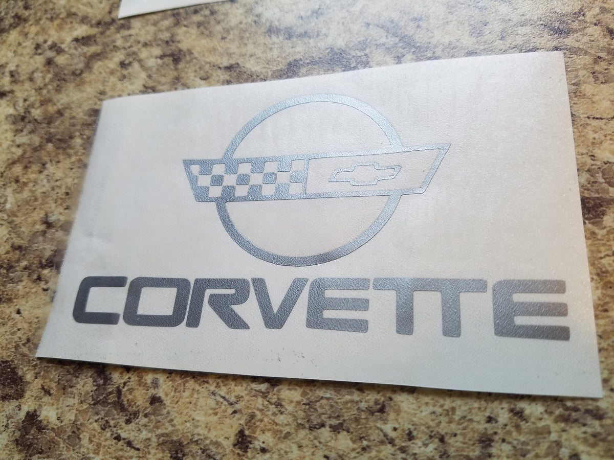 CORVETTE LOGO WITH LETTERING VINYL DECAL STICKER C4 – Vellosvinyl