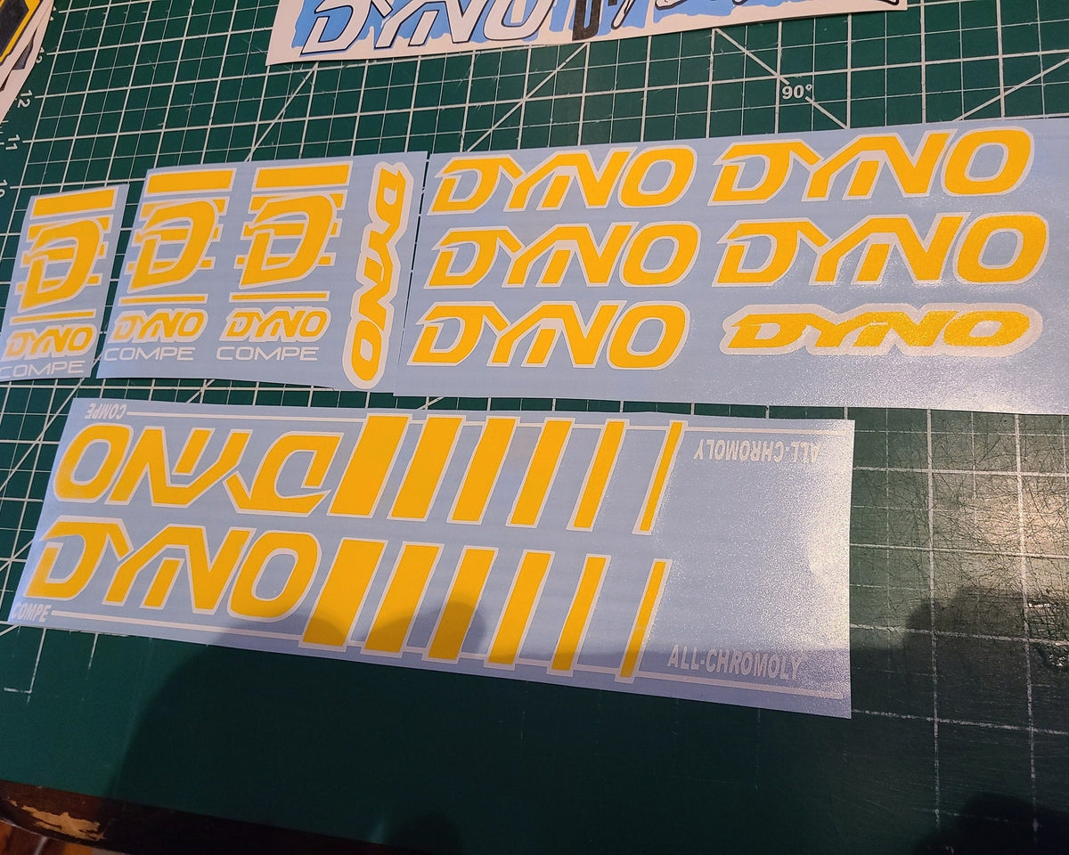 DYNO COMPE DECAL SET 86 87 88 89 VINTAGE BMX YELLOW & WHITE – Vellosvinyl