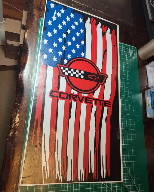 CORVETTE C4 AMERICAN FLAG UNDER HOOD DECAL