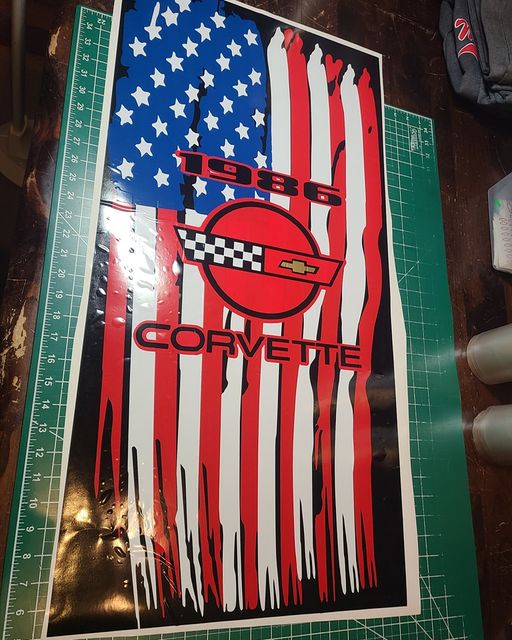 CORVETTE C4 AMERICAN FLAG UNDER HOOD DECAL