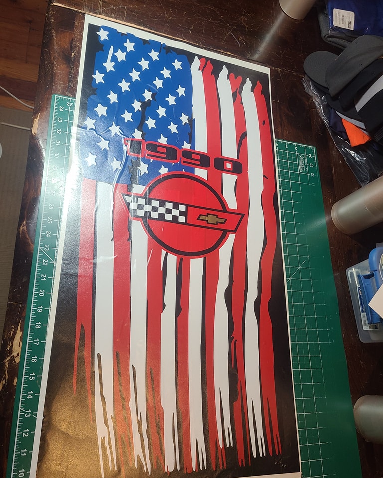 CORVETTE C4 AMERICAN FLAG UNDER HOOD DECAL