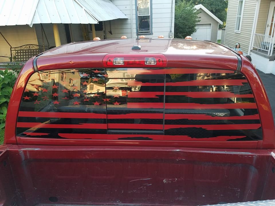 DODGE RAM REAR WINDOW DISTRESSED AMERICAN FLAG DECAL CUMMINS – Vellosvinyl