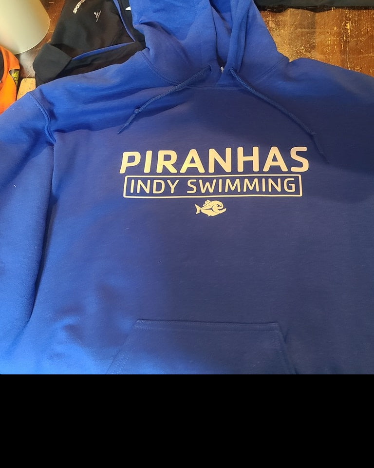 INDY SWIMMING SWIM TEAM HOODIE PIRANHAS LOGO