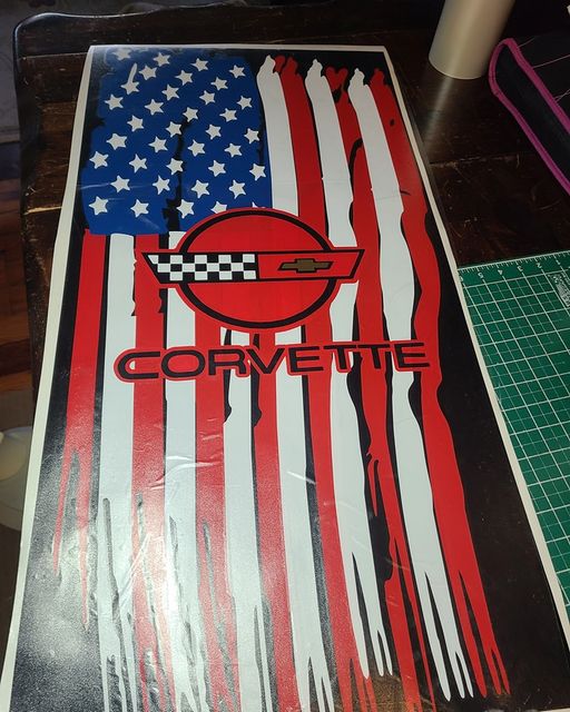 CORVETTE C4 AMERICAN FLAG UNDER HOOD DECAL