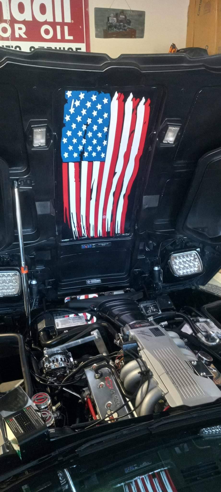 CORVETTE C4 AMERICAN FLAG UNDER HOOD DECAL