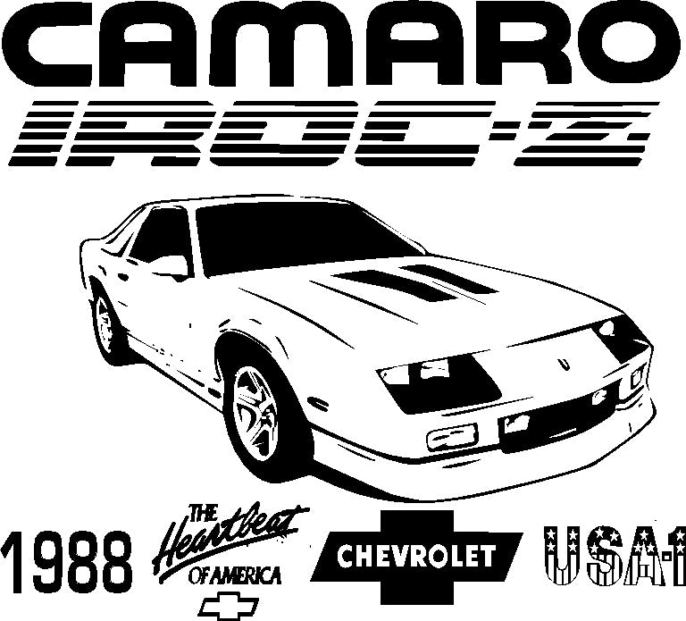 CAMARO IROC-Z USA-1 HEARTBEAT OF AMERICA  CHOOSE YEAR T-SHIRT, HOODIE. CREW NECK SWEATSHIRT, POLO, DRI FIT T-SHIRT, SOFT-STYLE