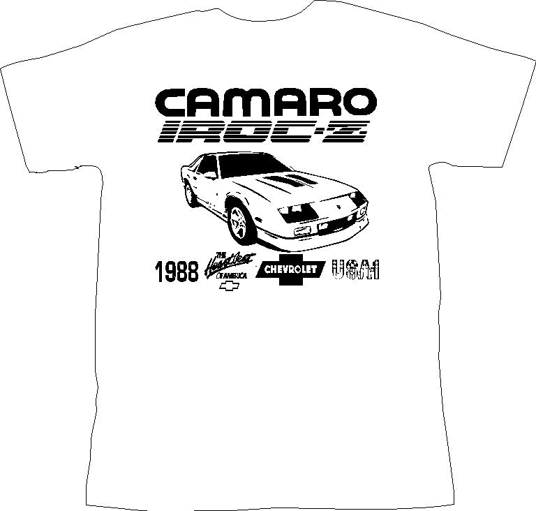 CAMARO IROC-Z USA-1 HEARTBEAT OF AMERICA  CHOOSE YEAR T-SHIRT, HOODIE. CREW NECK SWEATSHIRT, POLO, DRI FIT T-SHIRT, SOFT-STYLE