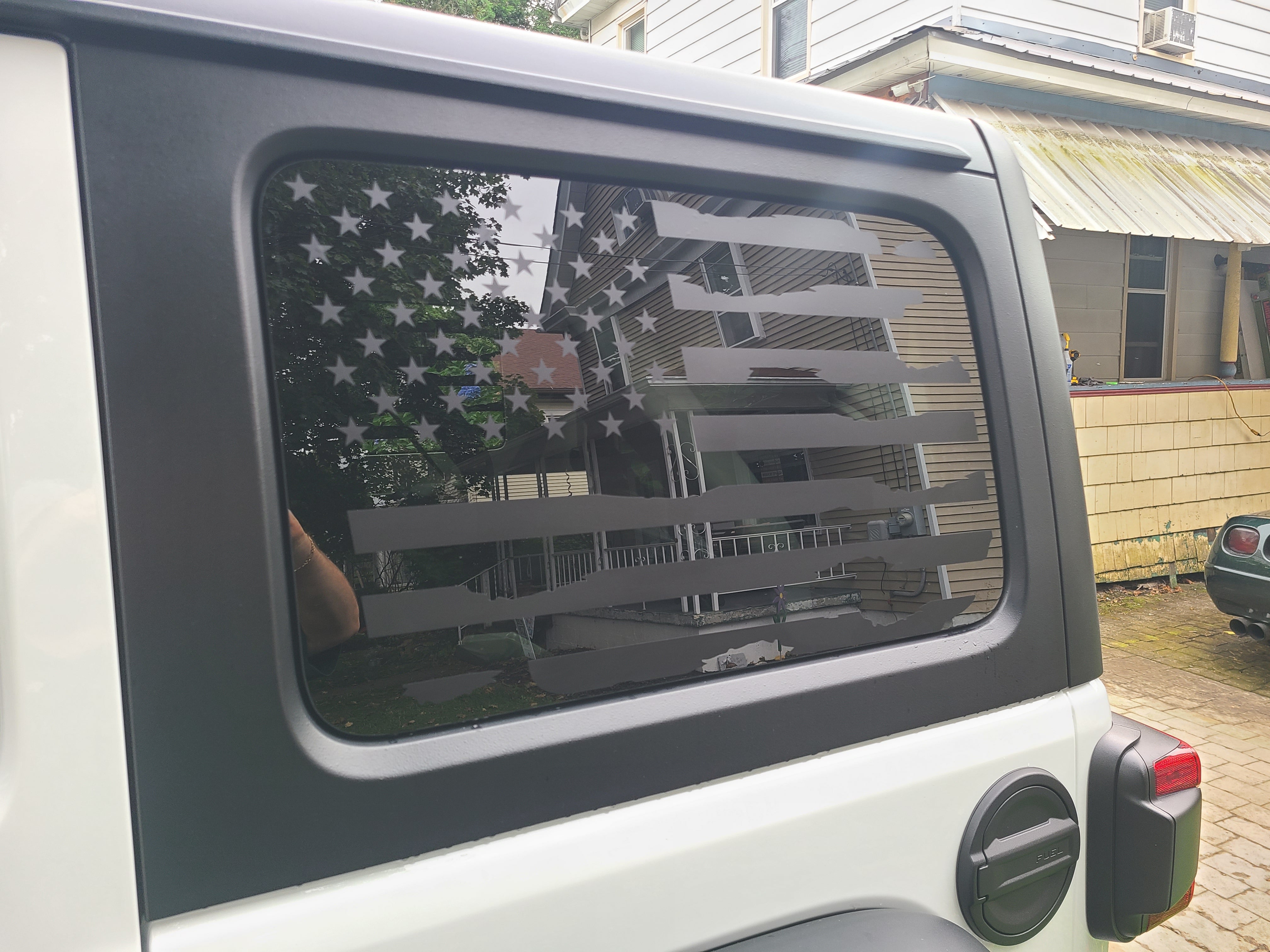 JEEP WRANGLER DISTRESSED AMERICAN FLAG Quarter window DECAL set JKU JLU