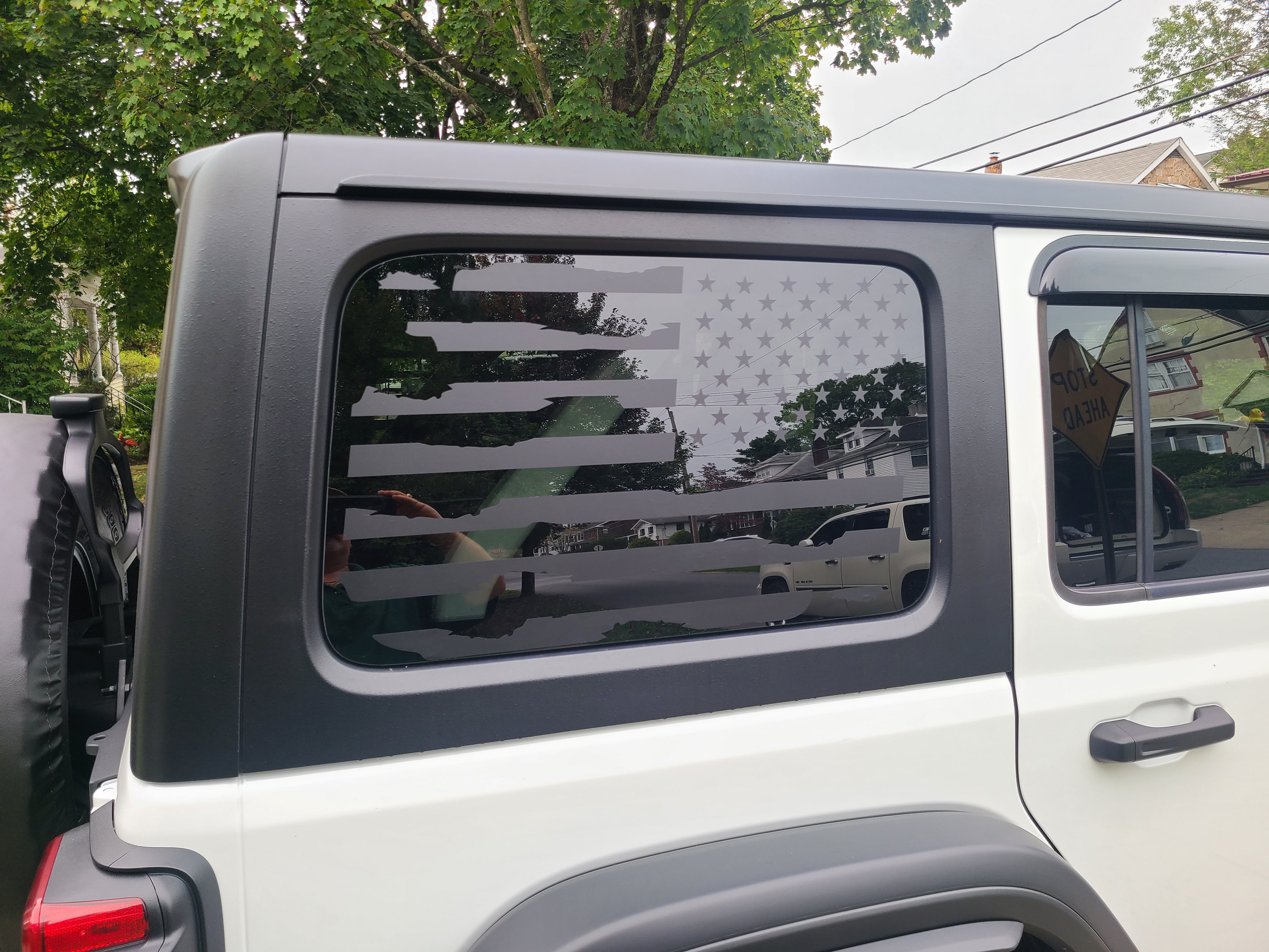 JEEP WRANGLER DISTRESSED AMERICAN FLAG Quarter window DECAL set JKU JLU