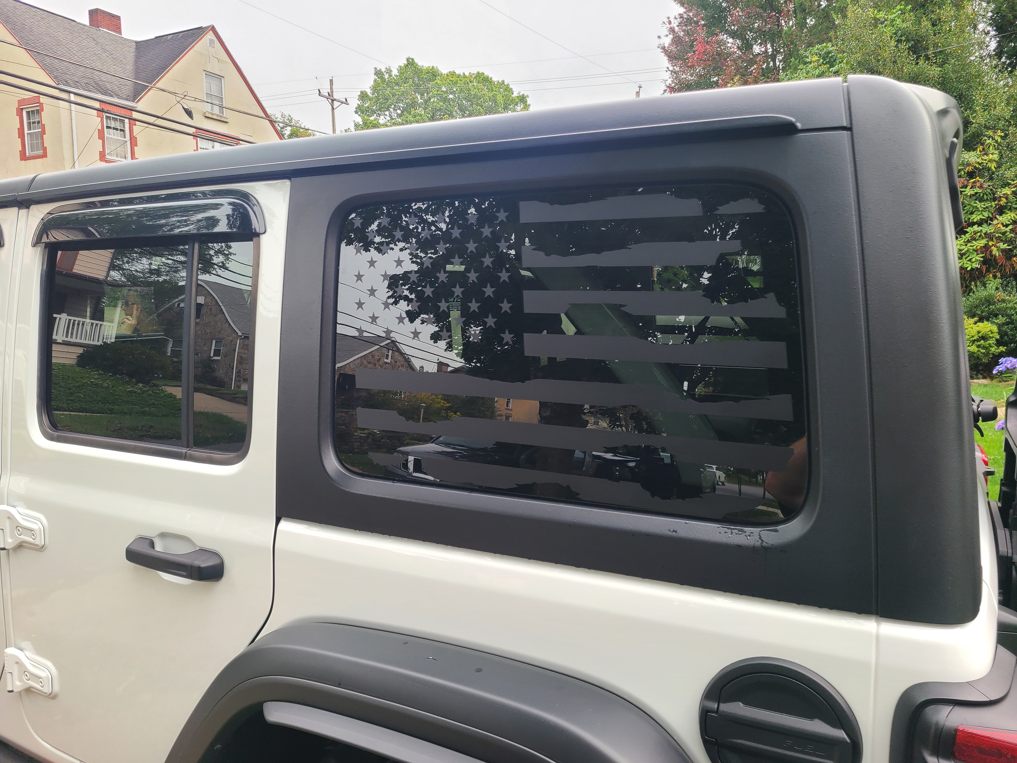 JEEP WRANGLER DISTRESSED AMERICAN FLAG Quarter window DECAL set JKU JLU