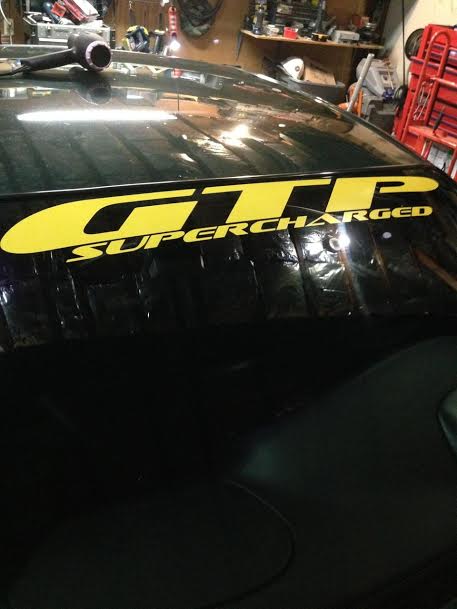 GRAND PRIX GTP SUPERCHARGED WINDSHIELD / WINDOW VINYL STICKER DECAL BA ...