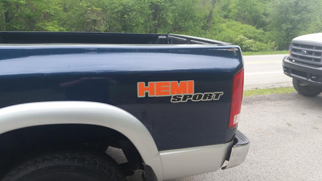 DODGE RAM HEMI SPORT VINYL BEDSIDE DECAL SET CHOOSE COLORS